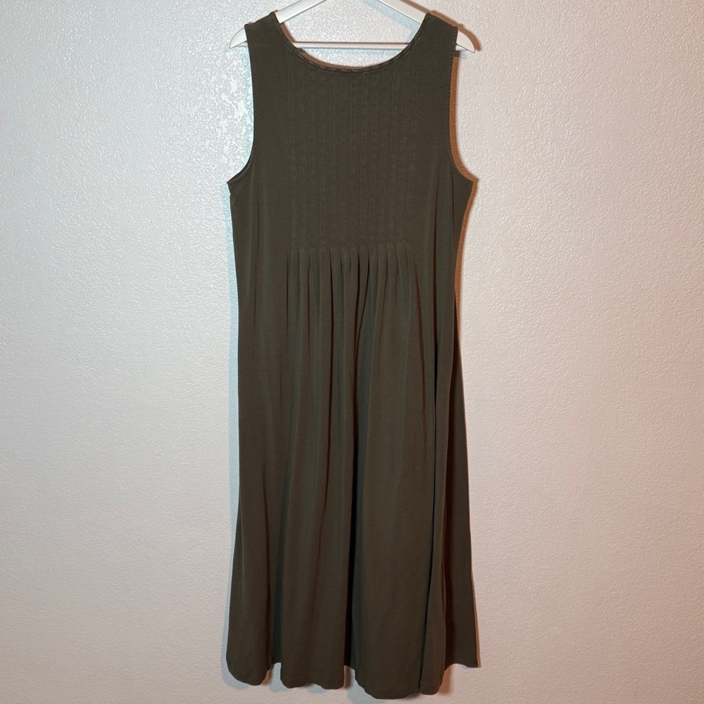 J. Jill Green Pleated Bust Maxi Dress Pima Cotton Modal Size XL - Picture 3 of 7